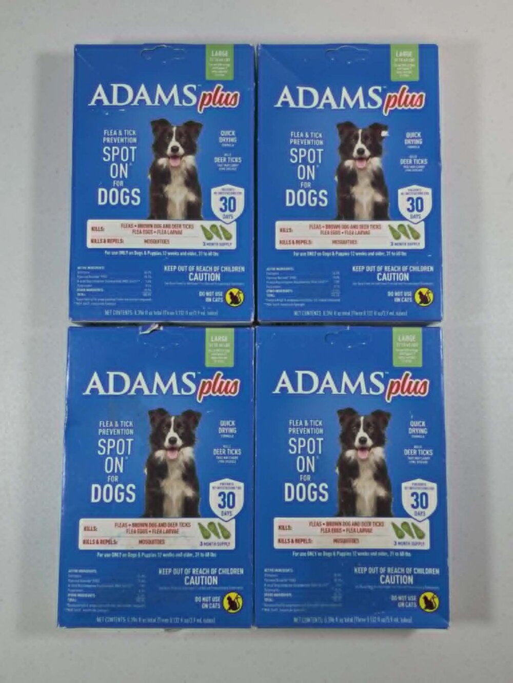 ADAMS PLUS FLEA TICK PREVENTION SPOT ON TREATMENT (4) BOXES 1 YEAR SUPPLY LARGE